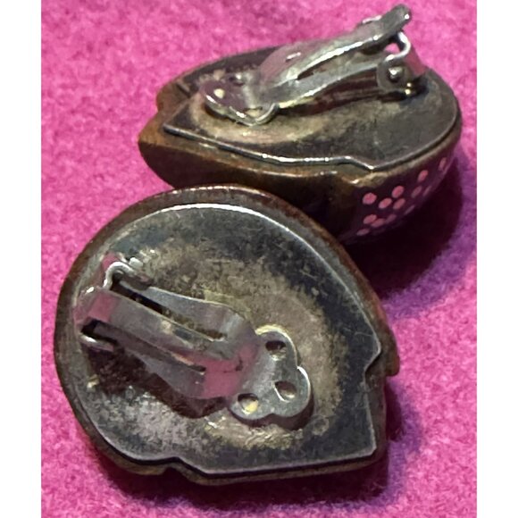 Patricia Von Musulin Vintage Clip-On Earrings Lignum Vitae Wood Sterling Silver - Picture 4 of 6